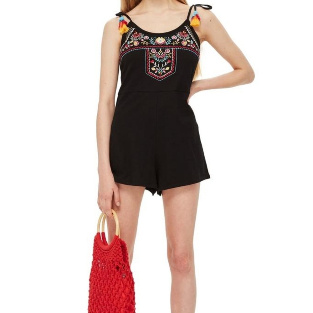 Nwot/ TOP SHOP black embroidered romper